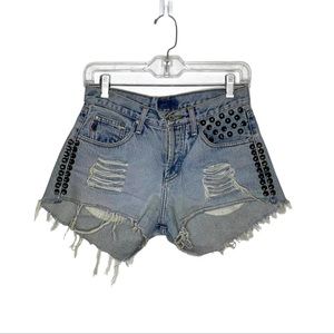 Vintage Guess Studded Button Fly Jean Shorts 30